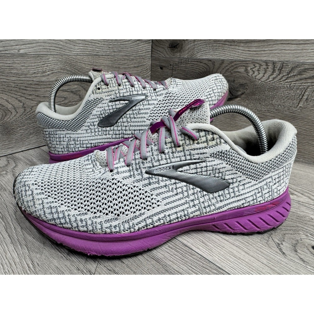 Brooks Revel 3 Womens Running Shoes Knit Top Gray Purple 1203021B034 Size 11